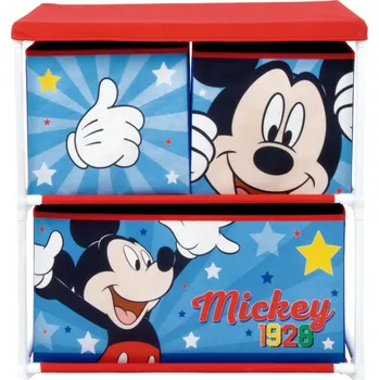 Úložný box Disney Mickey Organizér na hračky MICKEY 1928 s hvězdami se 3 boxy červeno-modrý