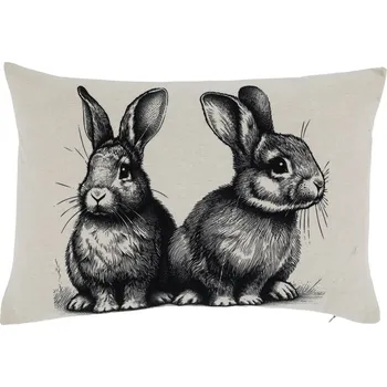 Povlak na polštářek Chic Antique Lněný povlak na polštář Two Rabbits 50 × 35 cm