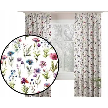 Obraz Závěs jarní barevný na kroužcích Květiny Polní 220x140