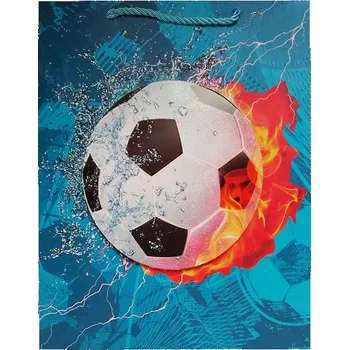 Dárková taška Dárková taška modrá Míč Plamen 26 x 32 x 10 cm DÁREK UPOZORNĚNÍ