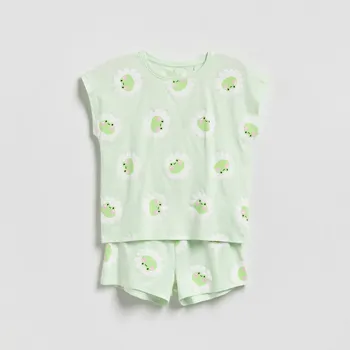 Dívčí oblečení Reserved - Dvoudílná pyžamová souprava s&nbsp;potiskem - světle zelená - 619IN-70X - 619IN-70X-U14