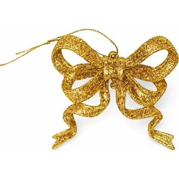 Vánoční dekorace DECOLED Dekorace mašle 9 × 8 cm, zlatá