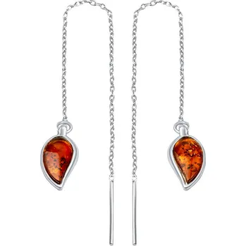 Náušnice Stříbrné řetízkové náušnice Ambré s přírodním jantarem AAJ489EAS3