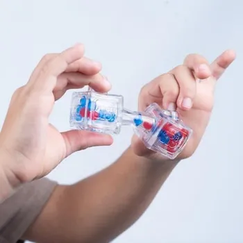 Hlavolam Fidget Blox Sound - relaxační kostka - modrá a červená