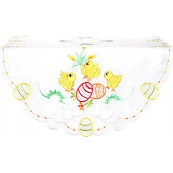 ubrus Velikonoční běhoun 60x120 Běhoun na stůl oválný Vyšívaná kuřátka