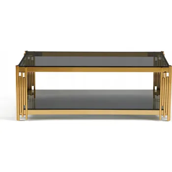 Konferenční stolek Moderní obdélníkový konferenční stolek ze skla Line 120x60 cm Zlatý