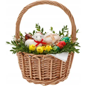 Nákupní košík Kulatý hnědý proutěný košík na velikonoční svěcení, ⌀ 18 cm