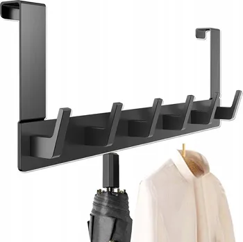 Věšák Věšák na dveře bez vrtání černý, kovový, na oblečení do předsíně