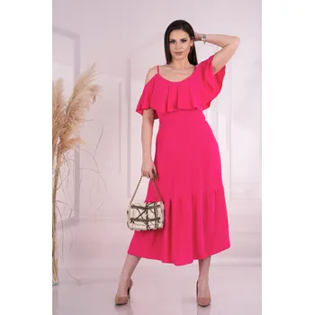 Dámské šaty Volánové šaty s ramínky Sunlov Barva: Růžová, Velikost: ONE SIZE