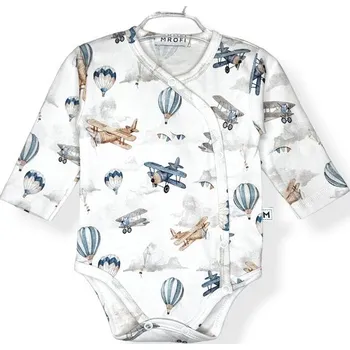 Kojenecký body Mrofi Pure Organic Body zavinovací dlouhý rukáv Vintage Planes - 50