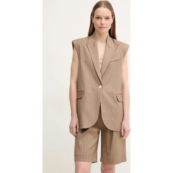 Dámská vesta Vesta s příměsí lnu La Petite Française VALMY PFVALMY béžová 80X, vel. 36