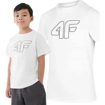 Chlapecké tričko 4F dětské tričko bílé bavlna velikost 152
