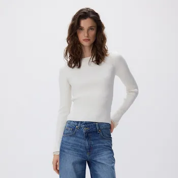 Dámské tričko Reserved - Halenka s ozdobnou vsadkou - tělová - 618IN-02X - 618IN-02X-L