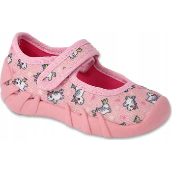 Dívčí bačkory Befado dětské papuče na suchý zip růžové, velikost 24