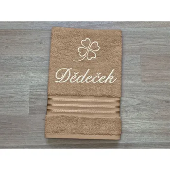 Ručník Ručník DĚDEČEK se čtyřlístkem 50x100 linie tmavě béžová