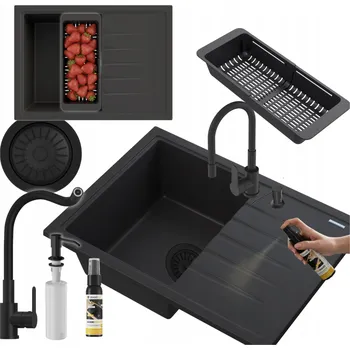 Granitový dřez Jednokomorový granitový dřez Granitan CALYPSO, černý