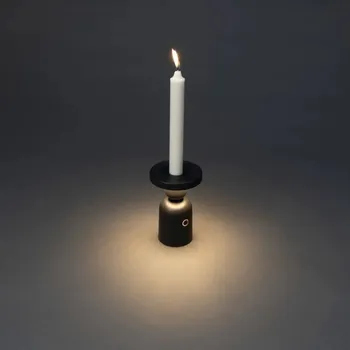 Venkovní osvětlení Konstsmide Stolní nabíjecí přenosná lampička ve tvaru svícnu, černá, Konstsmide