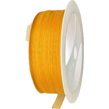 Stuha Stuha organzová Beauty Organdy – Golden Amber oranžová 7mm x 5m (4,-Kč/m) (Oranžová organzová stuha, 7mm široká, průsvitná, oboustranná, okraje zpevněné tkaním)