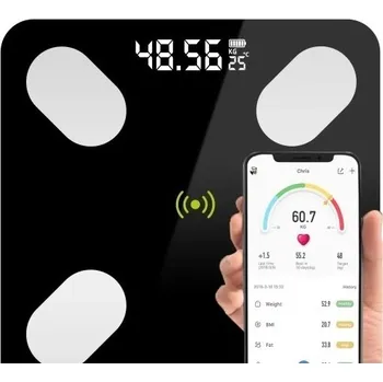 Osobní váha Elektronická koupelnová váha černá Bluetooth s analýzou těla