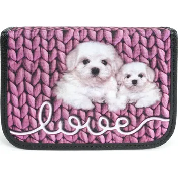 Penál FANDY Penál se 2 klopami Love 2 růžový