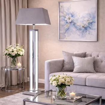 Stojací lampa Stolní lampa Bellacasa Stříbrná lampa 60 W