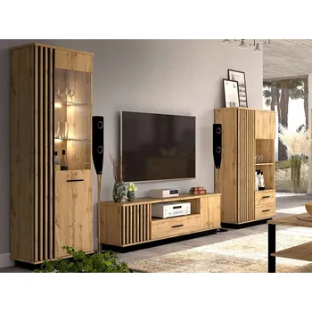 Obývací stěna Nábytek do obývacího pokoje Veneti, vícebarevný černý