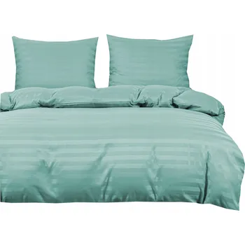 Povlečení Povlečení damašek hotelové v pruzích 160x200 mátové, máta, tyrkysové