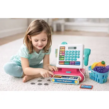 Hra na obchod Interaktivní Pokladna pro Děti s Příslušenstvím – Obchod, Košík, Kalkulačka