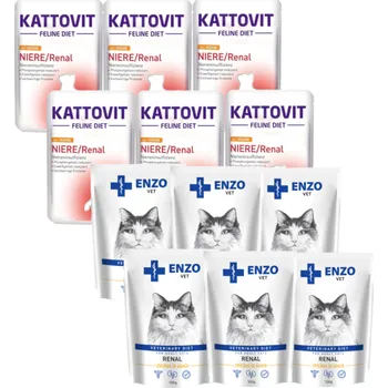 Kattovit Niere/Renal kuřecí 6x85g sáček + ENZO VET Renal 6x100g (kuřecí maso)