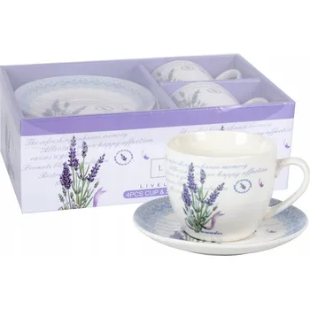 LIVELLO Sada 2 x porcelánový šálek 250 ml s podšálkem 14 cm, levandulová