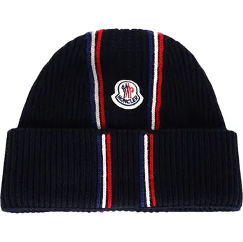 Pokrývka hlavy MONCLER Wool Dark Blue čepice Tmavě modrá