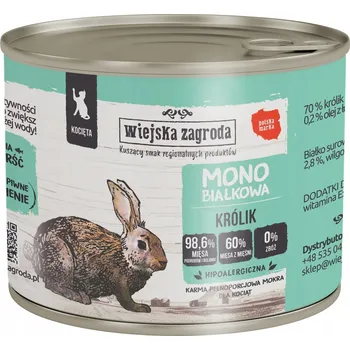 Krmivo pro kočku Wiejska Zagroda Vlhké Krmivo pro pro kočky Monoproteinové Králík (pro kotě) 200g