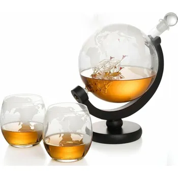 Sada na whisky Karafa Globus 1 l Loď 2 Sklenice KOSTKY GRANIT Dárek