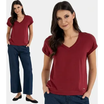 Dámské tričko DÁMSKÉ TRIČKO MÓDNÍ TRIČKO S KRÁTKÝM RUKÁVEM HLADKÉ POHODLNÉ MORAJ XL
