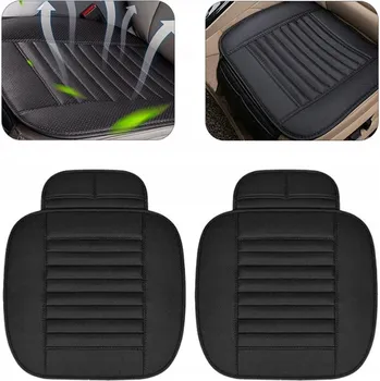 Potah sedadla 2X UNIVERZÁLNÍ KOŽENÉ POLŠTÁŘE NA SEDADLA DO AUTA PU ČERNÉ ROHOŽE