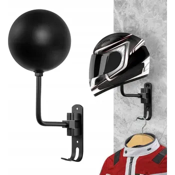 Věšák OTOČNÝ DRŽÁK VĚŠÁK NA PŘILBU MOTOCYKLOVOU CYKLISTICKOU ČERNÝ KULOVÝ
