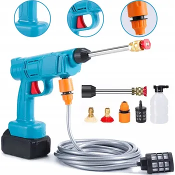 Vysokotlaký čistič AKUMULÁTOROVÁ TLAKOVÁ MYČKA 50 BAR 2X AKU 48V 10AH MULTIFUNKČNÍ TRYSKA