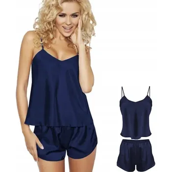 Dámské pyžamo Dkaren dámské pyžamo saténové modré velikost 5XL