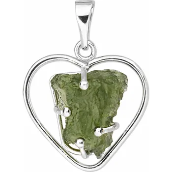 Přívěsek Stříbrný přívěsek s vltavínem srdce 37 0370