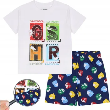 Chlapecké pyžamo Harry Potter Chlapecké pyžamo s krátkým rukávem, bílo-modré, letní 128 cm