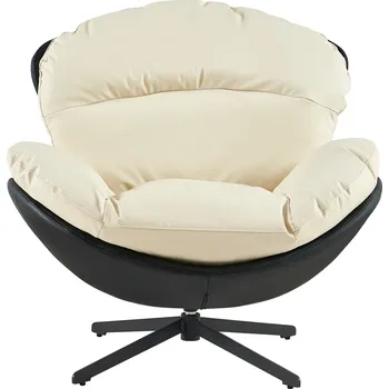 Křeslo Stylové otočné křeslo Skagen z ekologické kůže, krémové