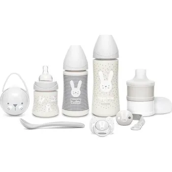 Kojenecká láhev SUAVINEX Hygge Novorozenecký set šedá