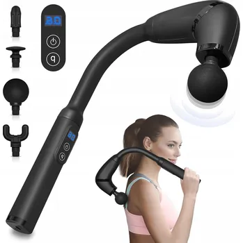 Masážní přístroj Masážní Přístroj vibrační pro masáž zad a těla, sada 4 hlavic, bezdrátový, LCD