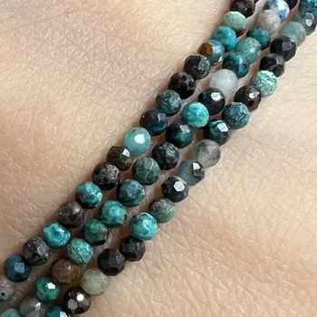 Drahý kámen Chryzokol, 2 mm, fasetovaný, půlšňůra 18 cm (cca 90 korálků)