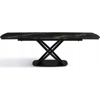 Jídelní stůl Keramický Jídelní Stůl 160–240x90 Rozkládací Styl Mramor Černý