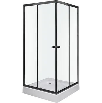 Novoterm Čtvercový sprchový kout NV-Olga SQ 80x80 černá/transparent + vanička