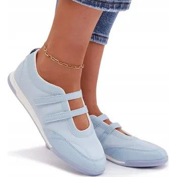 Dámské baleríny Dámské baleríny sportovního stylu z eko kůže s pásky modré barvy velikost 41