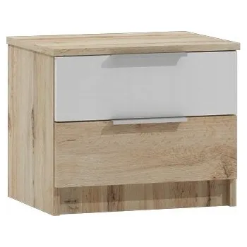 Noční stolek Noční stolek s šuplíky PIERA - dub wotan / bílý