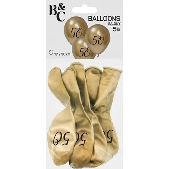 Balónek Balónky Beauty&Charm 50, platinové a zlaté, 12"/5 ks