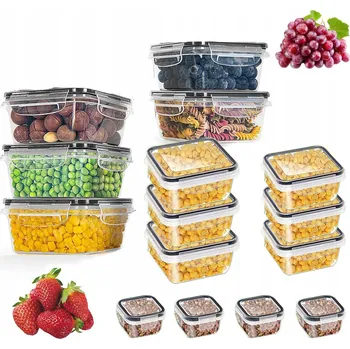 Dóza na potraviny 15 ks UZAVÍRATELNÉ KRABIČKY NA JÍDLO S VÍKEM SADA BOX LUNCHBOX